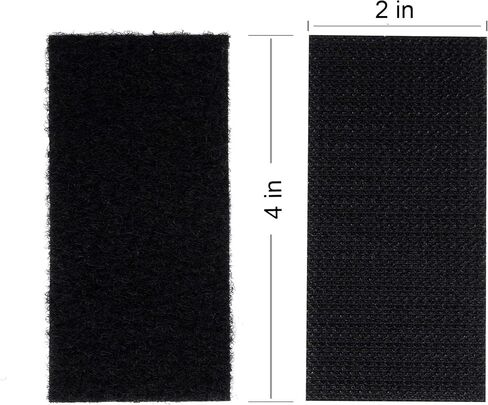 Melsan 2x4 Inch Adhesive Square Hook and Loop Tape - 12 Sets - Sticky Back Fastener for Indoor or Outdoor Use - Instead of Holes and Screws, Black in Kuwait