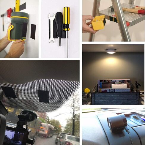 Melsan 2x4 Inch Adhesive Square Hook and Loop Tape - 12 Sets - Sticky Back Fastener for Indoor or Outdoor Use - Instead of Holes and Screws, Black in Kuwait