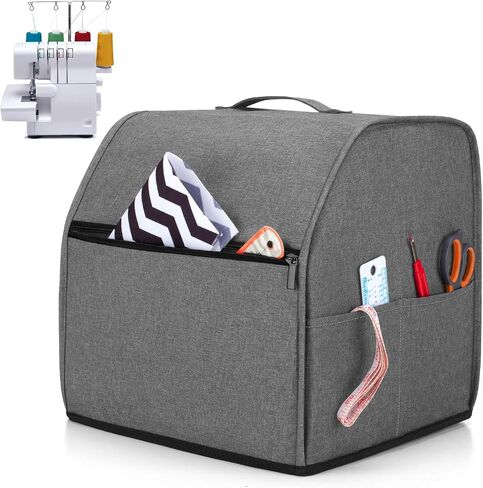 LUXJA Serger Machine Cover with Storage Pockets, Serger Cover for Most Standard Sergers, Overlock Machine Cover (Compatible with Singer and Brother Serger Machine), Gray in Kuwait