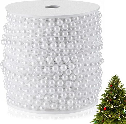 XINHUIDALSQ Craft String of Pearls 10 MM Faux Pearl Beaded, 33 Feet Ivory Garland Bead String for Christmas Tree Decorations, Wedding Party Decoration(Ivory, 10mm/10M) in Kuwait
