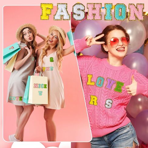 رقع حروف من الشنيل ذاتية اللصق 52 قطعة من الألف إلى الياء مع حقيبة تخزين بيضاء بحواف ذهبية لامعة حديد على الحروف أولية ملونة مخصصة مطرزة لملابس حقائب الظهر للهاتف المحمول بنفسك in Kuwait