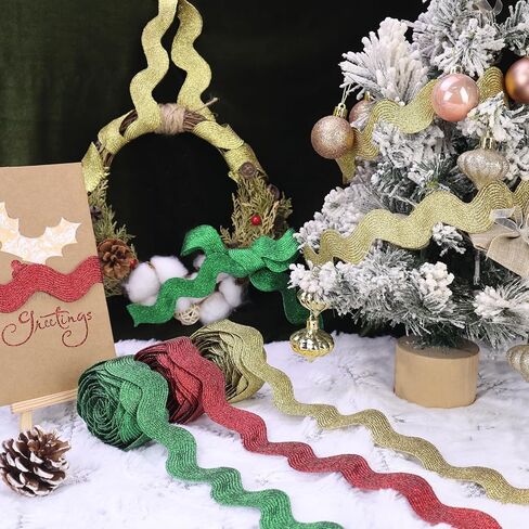 ريك رف أحمر موجة الانحناء هامش تقليم 1.6 بوصة واسعة ريك راك جامبو معدني شريطة من الدانتيل تقليم للخياطة الحرف ديكور الحفلات 4 ياردة in Kuwait