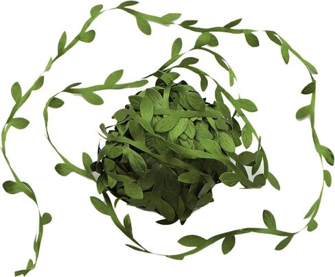 David accessories Olive Green Leaves Leaf Trim Ribbon -20 Yards - for DIY Craft Party Wedding Home Decoration (Olive Green) in Kuwait