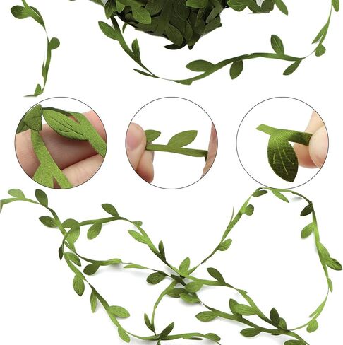 David accessories Olive Green Leaves Leaf Trim Ribbon -20 Yards - for DIY Craft Party Wedding Home Decoration (Olive Green) in Kuwait