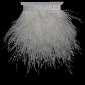 Ostrich Feathers Sewing Fringe Trim Ribbon for Crafts Clothes Accessories Latin Wedding Dress DIY 2-5 Yards 3-4inch Width (2 Yards, Army Green) in Kuwait