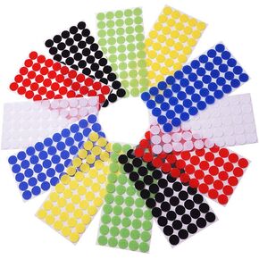 Self Adhesive Dots, Strong Adhesive 600pcs(300 Pairs) 6 Color 3/4" Diameter Sticky Back Nylon Dot, Hook & Loop Dots with Waterproof Sticky Glue Tapes, Suitable for Classroom, Office, Home