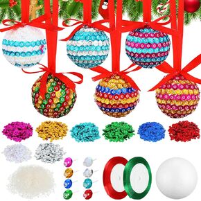 Liliful 20 Sets Christmas Crafts Sequin Ornaments Kit Includes Foam Balls Sequins Christmas Crafts for Kids Christmas Tree Ornaments DIY Crafting for Christmas Holiday Party Decorations in Kuwait