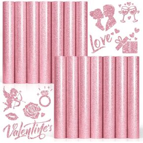 Glitter Heat Transfer Vinyl HTV - 14 Pack 12"x10" Iron On Vinyl for Cricut, Silhouette Cameo or Heat Press Machine, Christmas Decorations Shirts Dress, 14 Assorted Colors HTV Glitter Heat Press Vinyl in Kuwait