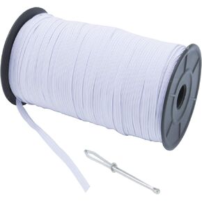 MJMP 1/2" 40 Yard Black Baraded Elastic Cord/Elastic Band/Elastic Rope/White Heavy Stretch Knit Elastic Spool(Black)/Bedspread Band (Black, 40 Yard)