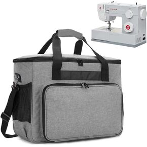 حقيبة ماكينة الخياطة من ويستيب، حقيبة ماكينة الخياطة مع جيوب متعددة وحزام كتف قابل للتعديل، حقيبة حمل عالمية متوافقة مع معظم ستاندرد سينجر وبراذر وجانوم والاكسسوارات، رمادي in Kuwait