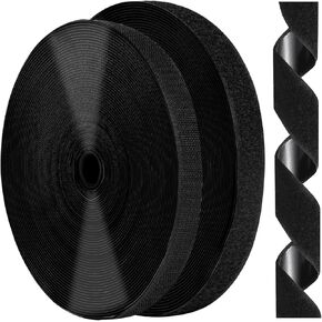 4 Inch x 18 Feet Black Hook and Loop Tape with Adhesive, Nylon Heavy Duty Hook and Loop Tape Strips, Non Slip Rug Grippers, Wall Adhesive Strips, Keep Couch Cushions from Sliding - Black