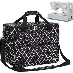 NICOGENA Sewing Machine Carrying Case, Universal Travel Tote Bag with Shoulder Strap for Singer, Brother, Janome and Accessories, Lantern Black