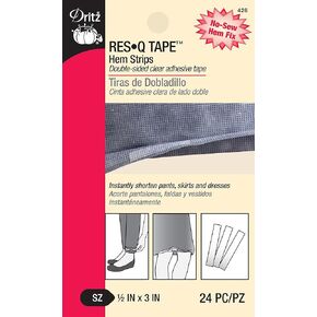 Dritz Res-Q Strips, 1/2" x 3", Double-Sided Adhesive, 24 Count, Clear Hem Tape, 1/2 x 3-Inch
