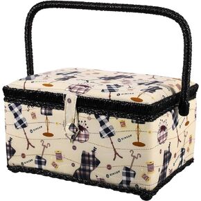 SINGER Sewing Basket with Sewing Kit, Needles, Thread, Scissors, and Notions- White