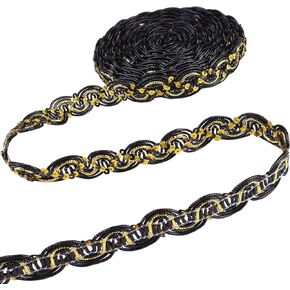 Black Gimp Braid Trim 6 Yards Metallic Scalloped Edge Lace Trim for Sewing Curtain Holdbacks Lampshades