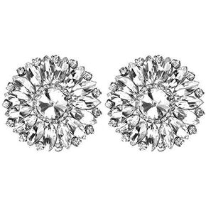 2pcs Crystal Shoe Clips, Rhinestone Wedding Bridal Shoe Buckles Crystal Applique DIY Rhinestone Shoe Flowers for Shoes Bags Hats Clothes Jewelry Accessories(# 1)