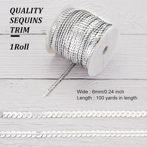 OLYCRAFT 14 Yard Black Sequin Trim 14mm Wide Sequin Roll Metallic 2-Row No-Stretch Sequin Trim Fabric Paillette Ribbon Trim Black Lace Trim for Dress Embellish and Headband Sewing - Black in Kuwait