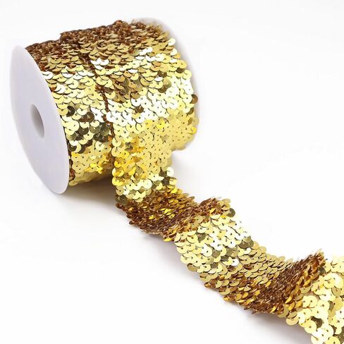Elastic Sequin Ribbon Trim 1.6 Inch Wide Black Metallic Sequins Trim 5 Yards Stretch Lace for Sewing Clothes Home Party Decoration in Kuwait