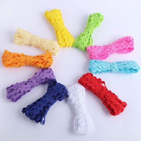 50Yards Colorful Wave Bending Fringe Trim 5mm Rick Rack Sewing Ribbons for DIY Clothes Dress Gift Wrapping Home Wedding Party Decoration 10 Colors in Saudi Arabia
