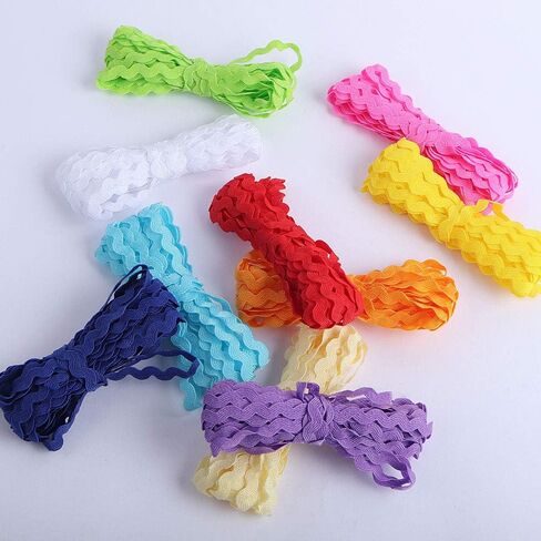 50Yards Colorful Wave Bending Fringe Trim 5mm Rick Rack Sewing Ribbons for DIY Clothes Dress Gift Wrapping Home Wedding Party Decoration 10 Colors in Saudi Arabia