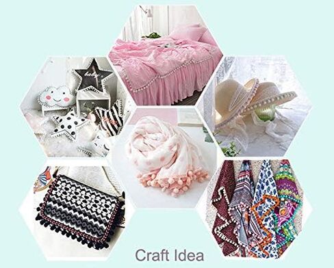 YYCRAFT 10 Yards Ball Fringe 1" Wide Pom Pom Trim Ribbon Sewing-White in Kuwait