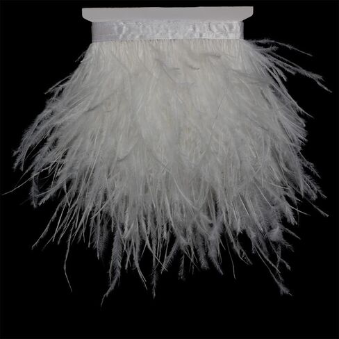 Ostrich Feathers Sewing Fringe Trim Ribbon for Crafts Clothes Accessories Latin Wedding Dress DIY 2-5 Yards 3-4inch Width (2 Yards, Army Green) in Kuwait