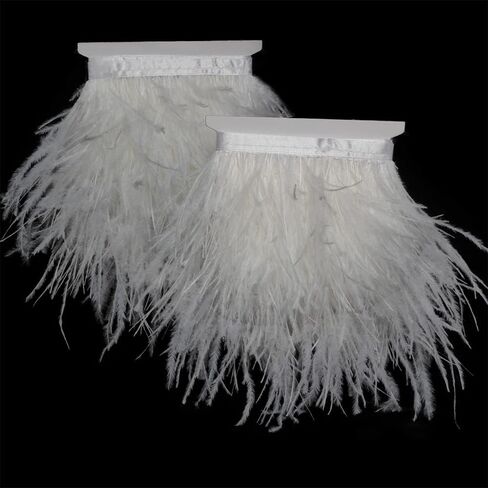 Ostrich Feathers Sewing Fringe Trim Ribbon for Crafts Clothes Accessories Latin Wedding Dress DIY 2-5 Yards 3-4inch Width (2 Yards, Army Green) in Kuwait