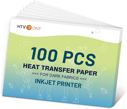 HTVRONT Heat Transfer Paper for T Shirts 20 Sheets, 8.5" X 11" Printable Heat Transfer Vinyl, Vivid Color & Durable Iron on Transfer Paper for Dark Fabric in Kuwait