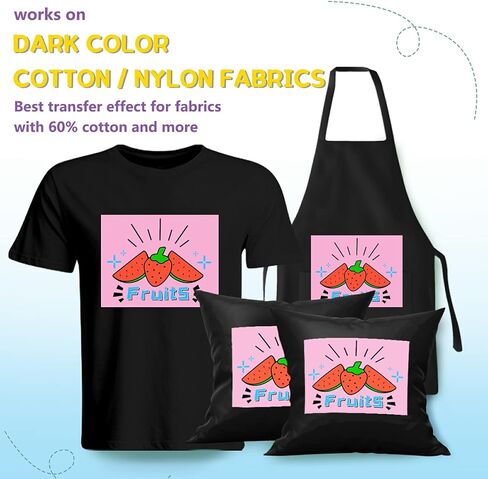 HTVRONT Heat Transfer Paper for T Shirts 20 Sheets, 8.5" X 11" Printable Heat Transfer Vinyl, Vivid Color & Durable Iron on Transfer Paper for Dark Fabric in Kuwait