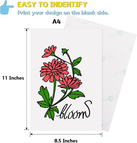 HTVRONT Heat Transfer Paper for T Shirts 20 Sheets, 8.5" X 11" Printable Heat Transfer Vinyl, Vivid Color & Durable Iron on Transfer Paper for Dark Fabric in Kuwait