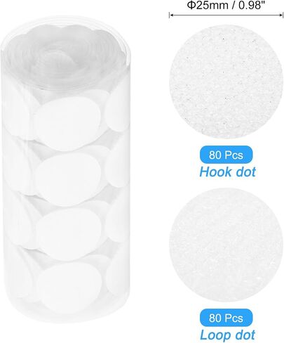 uxcell Self Adhesive Dots, 750 Pairs 0.39" - Blending Fabric Hook & Loop Tapes, Small Round Dots for Classroom, Office, Home, DIY Crafts (White) in Kuwait