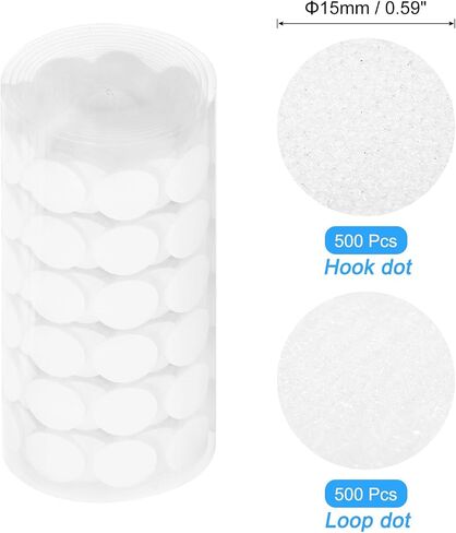 uxcell Self Adhesive Dots, 750 Pairs 0.39" - Blending Fabric Hook & Loop Tapes, Small Round Dots for Classroom, Office, Home, DIY Crafts (White) in Kuwait