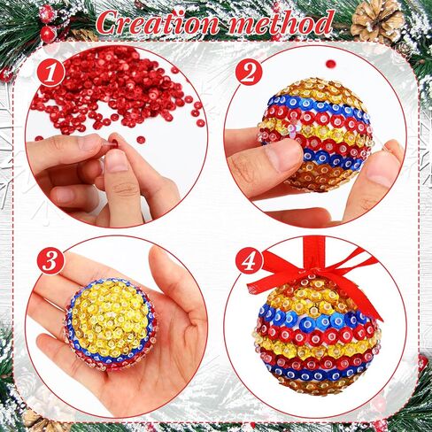 Liliful 20 Sets Christmas Crafts Sequin Ornaments Kit Includes Foam Balls Sequins Christmas Crafts for Kids Christmas Tree Ornaments DIY Crafting for Christmas Holiday Party Decorations in Saudi Arabia