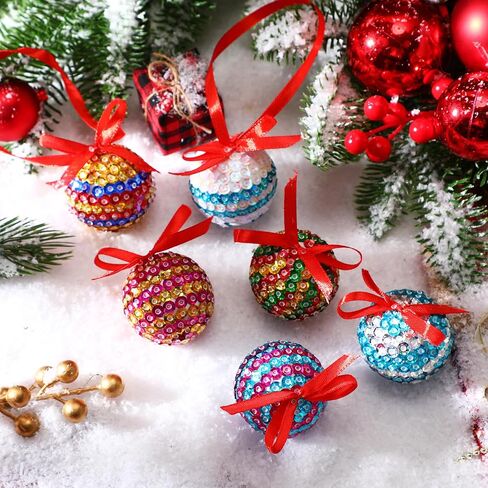 Liliful 20 Sets Christmas Crafts Sequin Ornaments Kit Includes Foam Balls Sequins Christmas Crafts for Kids Christmas Tree Ornaments DIY Crafting for Christmas Holiday Party Decorations in Saudi Arabia