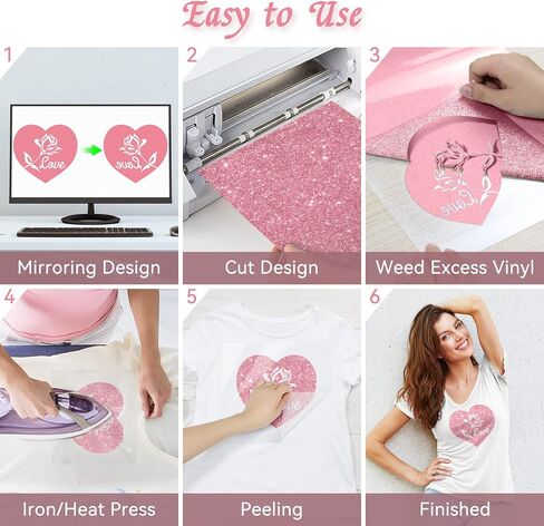 Glitter Heat Transfer Vinyl HTV - 14 Pack 12"x10" Iron On Vinyl for Cricut, Silhouette Cameo or Heat Press Machine, Christmas Decorations Shirts Dress, 14 Assorted Colors HTV Glitter Heat Press Vinyl in Kuwait