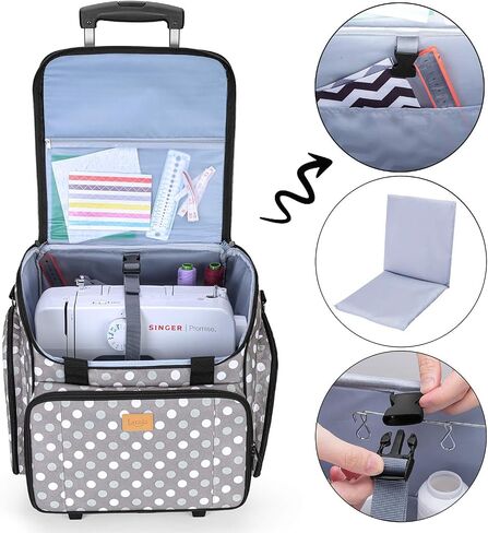 LUXJA Sewing Machine Case with Detachable Dolly, Purple in Kuwait
