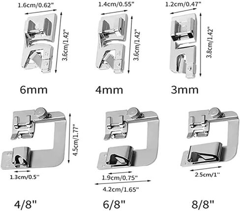 6 Pcs Rolled Hem Presser Foot - Hemming Foot Kit for Compatible with Singer, Brother, Babylock, Euro-Pro, Janome and More in Kuwait