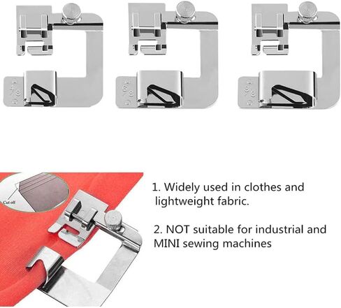 6 Pcs Rolled Hem Presser Foot - Hemming Foot Kit for Compatible with Singer, Brother, Babylock, Euro-Pro, Janome and More in Kuwait