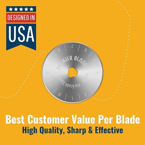 شفرات قاطعة دوارة من Premier Blades مقاس 45 مم - (15 حزمة) تناسب شفرات Fiskars وOlfa وMartelli والمزيد - عجلة قطع قماش الاستوديو للنسيج والورق in Saudi Arabia