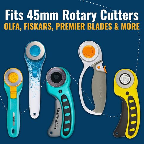 شفرات قاطعة دوارة من Premier Blades مقاس 45 مم - (15 حزمة) تناسب شفرات Fiskars وOlfa وMartelli والمزيد - عجلة قطع قماش الاستوديو للنسيج والورق in Saudi Arabia