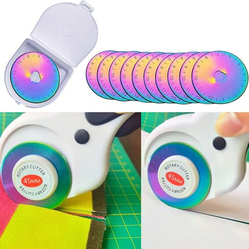 شفرات قطع دوارة 28 مم، شفرات بديلة، تناسب Fiskars، OLFA، Martelli، Dremel، Truecut، DAFA، SKS-7، شفرات قطع القماش لإعادة ملء فنون الخياطة والحرف اليدوية، 10 عبوات (قوس قزح) in Kuwait