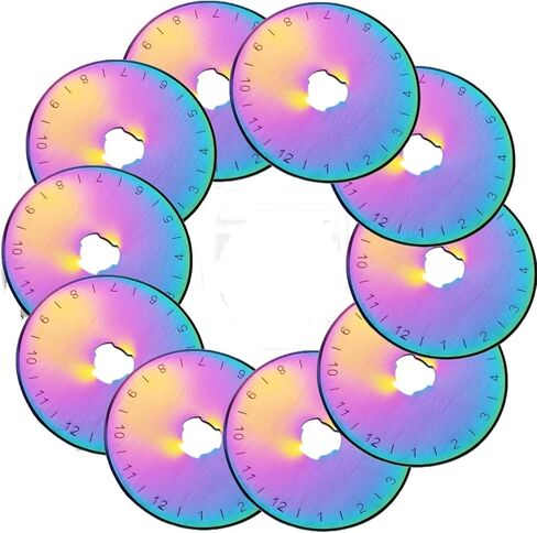 شفرات قطع دوارة 28 مم، شفرات بديلة، تناسب Fiskars، OLFA، Martelli، Dremel، Truecut، DAFA، SKS-7، شفرات قطع القماش لإعادة ملء فنون الخياطة والحرف اليدوية، 10 عبوات (قوس قزح) in Kuwait