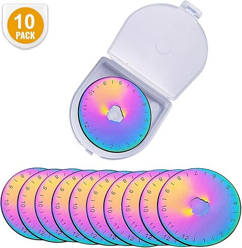 شفرات قطع دوارة 28 مم، شفرات بديلة، تناسب Fiskars، OLFA، Martelli، Dremel، Truecut، DAFA، SKS-7، شفرات قطع القماش لإعادة ملء فنون الخياطة والحرف اليدوية، 10 عبوات (قوس قزح) in Kuwait