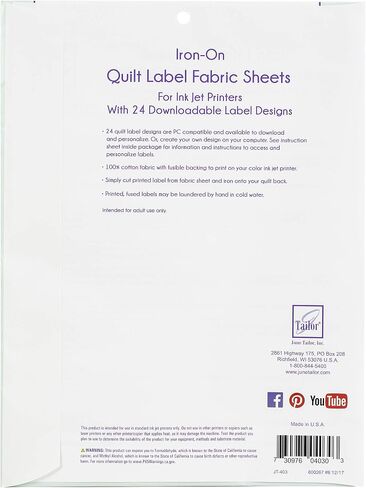 June Tailor Quilt Label Fusible Fabric Sheets, Other in Saudi Arabia