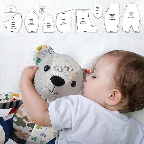 10 PCS Memory Bear Template Ruler Set with Instructions - Memory Bear Sewing Patterns Template, PC Material Quilting Template Cutting Set (10 inch) in Kuwait