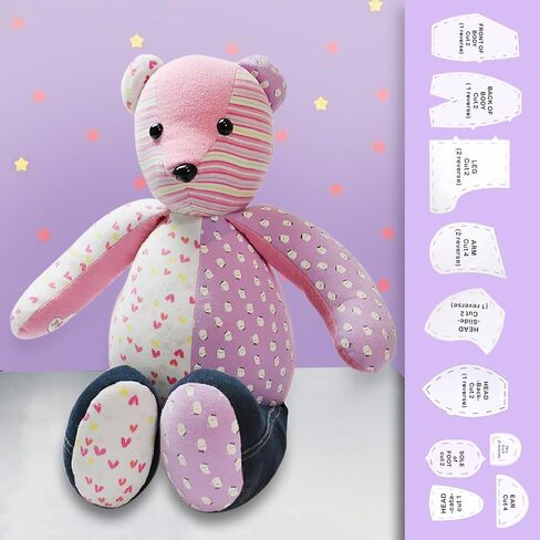 10 PCS Memory Bear Template Ruler Set with Instructions - Memory Bear Sewing Patterns Template, PC Material Quilting Template Cutting Set (10 inch) in Kuwait