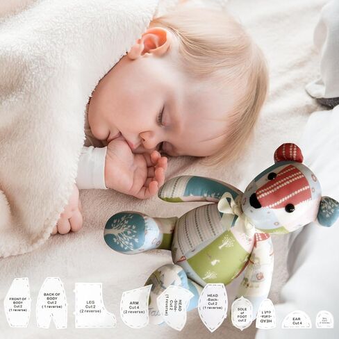 10 PCS Memory Bear Template Ruler Set with Instructions - Memory Bear Sewing Patterns Template, PC Material Quilting Template Cutting Set (10 inch) in Kuwait