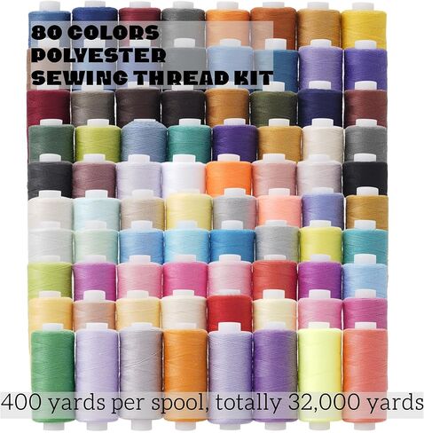 Sewing Thread Kit Includes 80 Colors Polyester Sewing Thread 400 Yards Each Spool for Hand Sewing, Quilting and Sewing Machine Use in Kuwait
