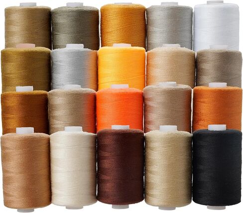 Sewing Thread Kit 20 Colors Polyester Sewing Thread Earth Tone Color Series 1000 Yards Per Spool for Hand Sewing,Quilting,Sewing Machine and Embroidery Use in Kuwait
