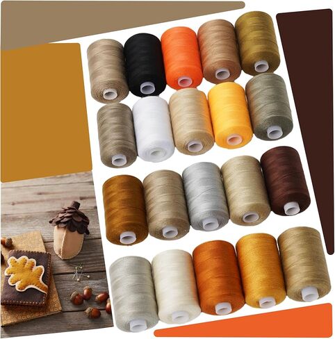 Sewing Thread Kit 20 Colors Polyester Sewing Thread Earth Tone Color Series 1000 Yards Per Spool for Hand Sewing,Quilting,Sewing Machine and Embroidery Use in Kuwait